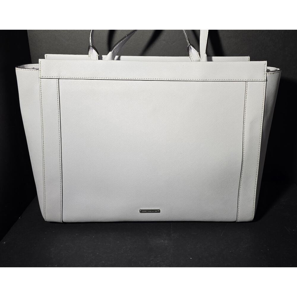 Rebecca Minkoff Monroe Laptop Bag Saffiano Leather Tote Shoulder Purse White NEW - Picture 5 of 15